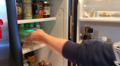 Retrieving container from the refrigerator